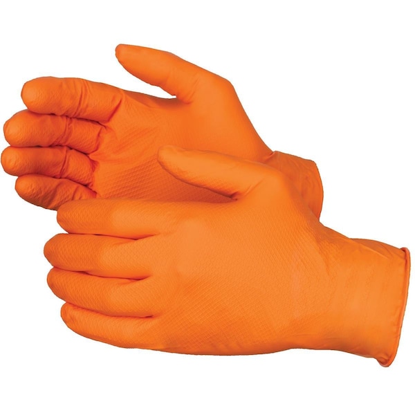 Mcr Safety NitriShield con Grippaz, guantes desechables de nitrilo de 6 mil de grosor para palma, tamaño XL, paquete de 100, color naranja - 6016OXL