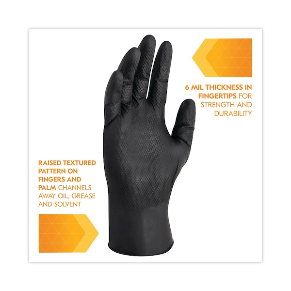 Kleenguard Kraken Grip, Guantes Desechables de Nitrilo, 6 mil de Palma, Nitrilo, 1000 PK, Negro - 49277