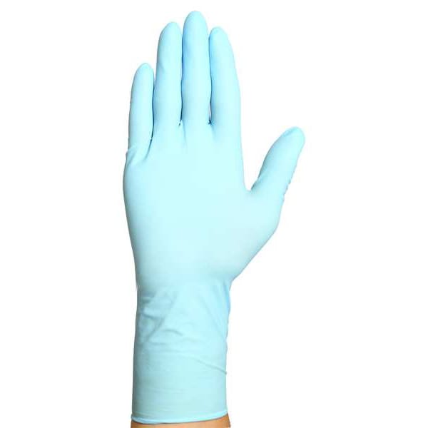 Guantes Desechables Condor, 7 mil de Grosor en la Palma, de Nitrilo, Sin Polvo, XL (10), Paquete de 50, Azules - 48UN23
