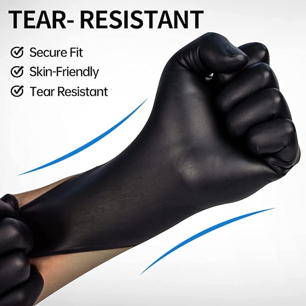 Guantes desechables de nitrilo básicos, palma de 4 mil, nitrilo, sin polvo, tamaño mediano, paquete de 1000, negro - Blk4NitrileMC.