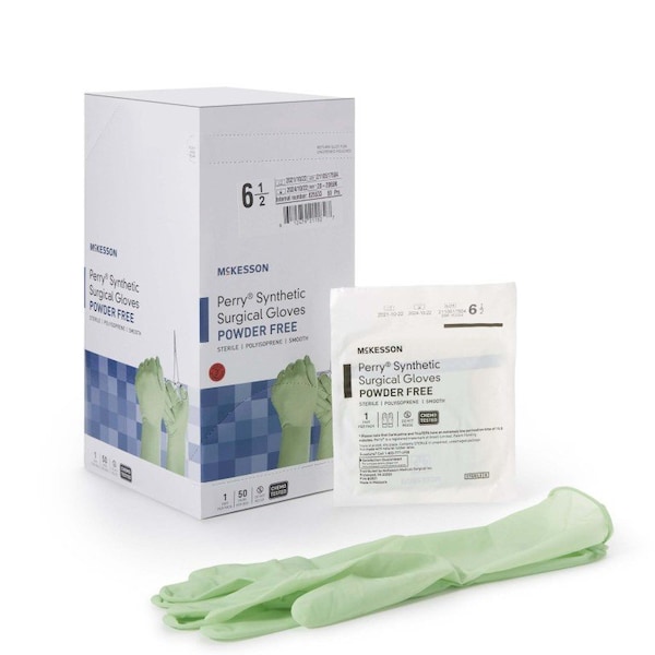 Mckesson Perry Performance Plus, Guantes Quirúrgicos de Poliisopreno de 9 mil de Palma, Sin Polvo, 6.5, 400 piezas - 20-2065N