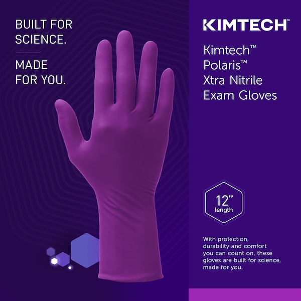Guantes de examen de nitrilo Kimtech Polaris Xtra, 5.9 Mil, 12 ", L, paquete de 50 - 62763