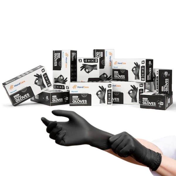 Guante desechable para cuidado de manos, 6 mil de palma, nitrilo, sin polvo, XL, paquete de 1000, negro - HC-NEBK60XL