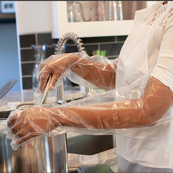 Guantes desechables de polietileno de alta densidad Kleen Chef, tamaño único, 100 piezas, transparentes - BL-KCFS-MS-PEEL-CLDG-01