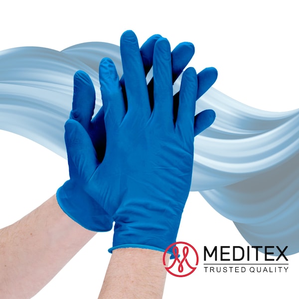 Meditex Meditex G5, Guantes de Examen de Nitrilo, 4 mil en la Palma, Nitrilo, sin Polvo, XS, Paquete de 100, Azul Oscuro - XS