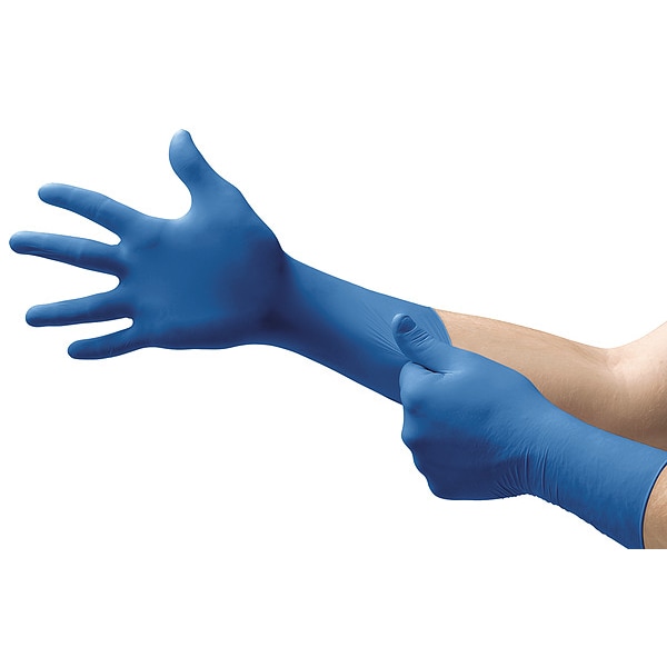 Ansell USE-880, Guantes de examen, Palma de 3.5 mil, Nitrilo, Sin Polvo, XS (6), Paquete de 100, Color Azul - USE-880-XS