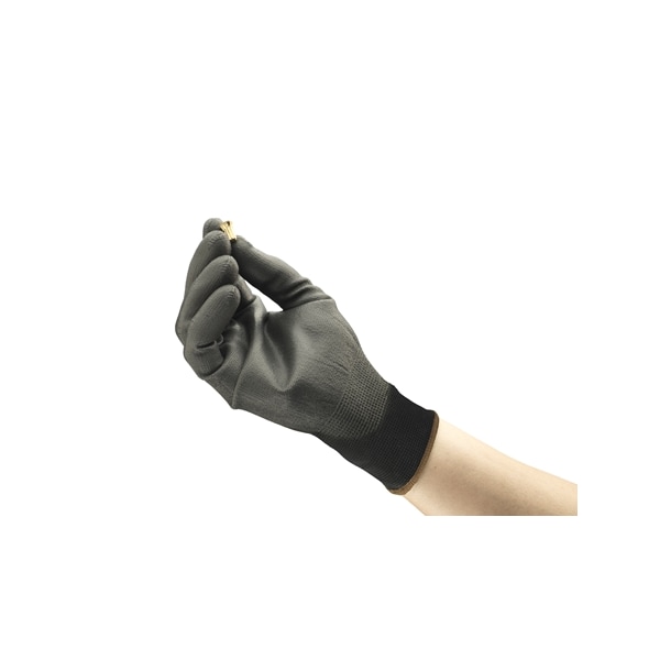 Guantes recubiertos Ansell Hyflex, poliuretano, sumergidos, recubrimiento de palma, nivel de abrasión ANSI 3, color negro, tamaño grande, 1 par - 48-101