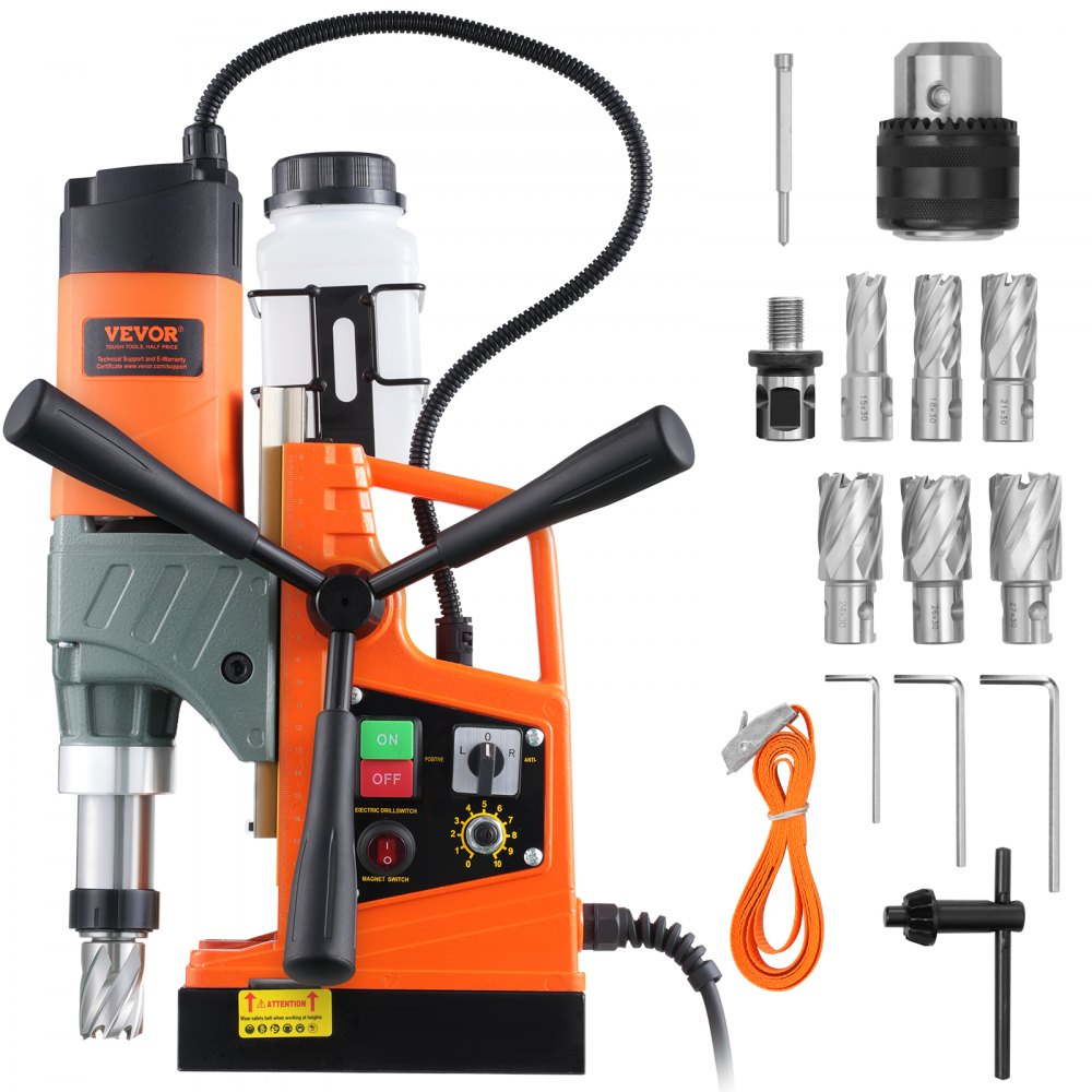VEVOR Magnetic Drill, 1450W 2" Boring Diameter, 12800N Portable Electric Mag Drill Press, with Variable Speed, 800 RPM Drilling Machine for any Surface Home Improvement Industry Railway - CLZTJJTJ650MMGTUOV1