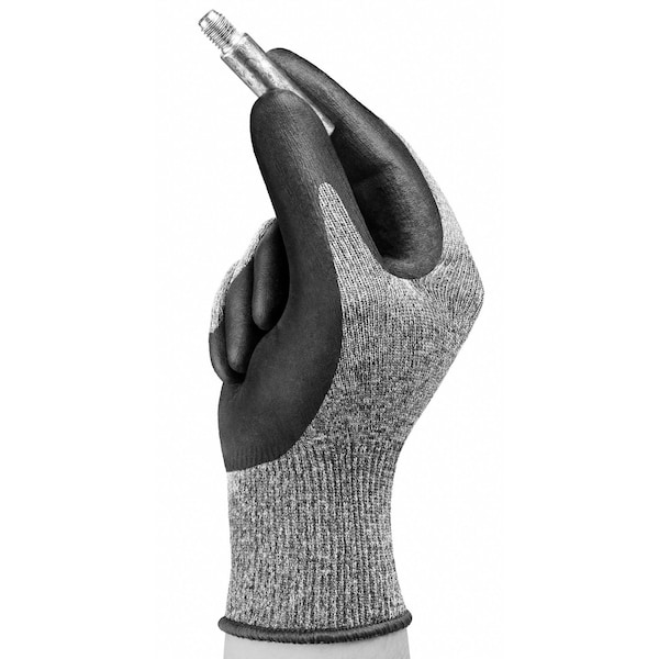 Ansell Hyflex, Guantes recubiertos de nitrilo espumoso, cobertura en la palma, negro, Nivel de abrasión 3, Grande (Talla 9), 1 par - 11-801