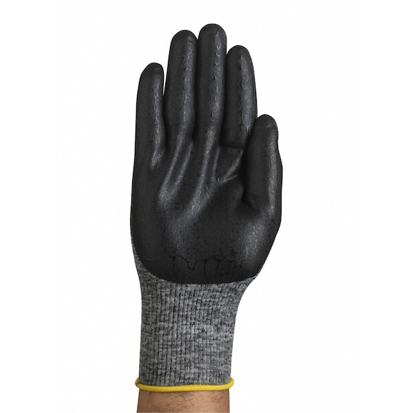 Ansell Hyflex, Guantes recubiertos de nitrilo espumoso, cobertura en la palma, negro, Nivel de abrasión 3, Grande (Talla 9), 1 par - 11-801