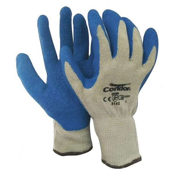 Guantes recubiertos de látex natural Condor, cobertura en la palma, azul/beige, talla L, par - 484T55