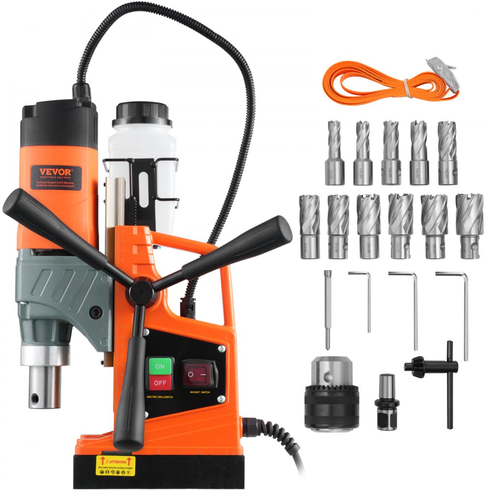 VEVOR Magnetic Drill, 1450W 1.57" Boring Diameter, 12500N 850 RPM Portable Electric Mag Drill Press, Drilling Machine for any Surface Home Improvement Industry Railway - CLZTJJT1140MMA10VV1