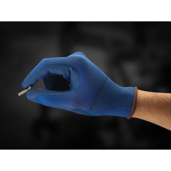 Guantes recubiertos de nitrilo espumado Ansell, cobertura en la palma, color azul, talla 9, par - 11-818