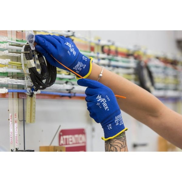 Guantes recubiertos de nitrilo espumado Ansell, cobertura en la palma, color azul, talla 9, par - 11-818