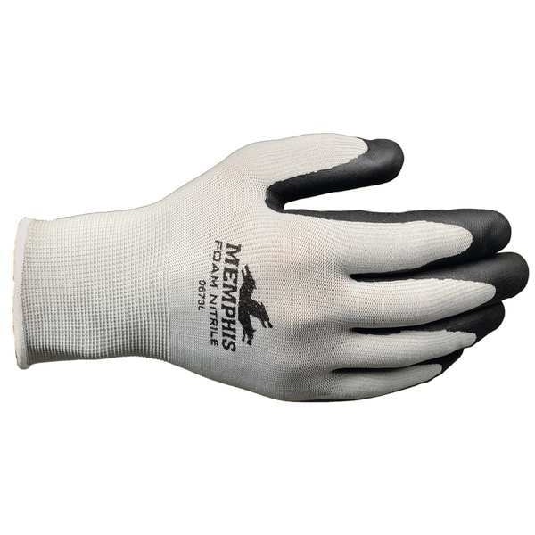 Guantes recubiertos de nitrilo con espuma de seguridad Mcr, cobertura en palma, negro/gris, M, PR - 9673M