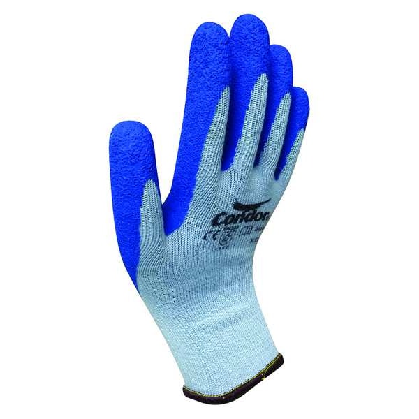Guantes revestidos de látex natural Condor, cobertura en la palma, azules, tamaño grande, par - 48UR54.