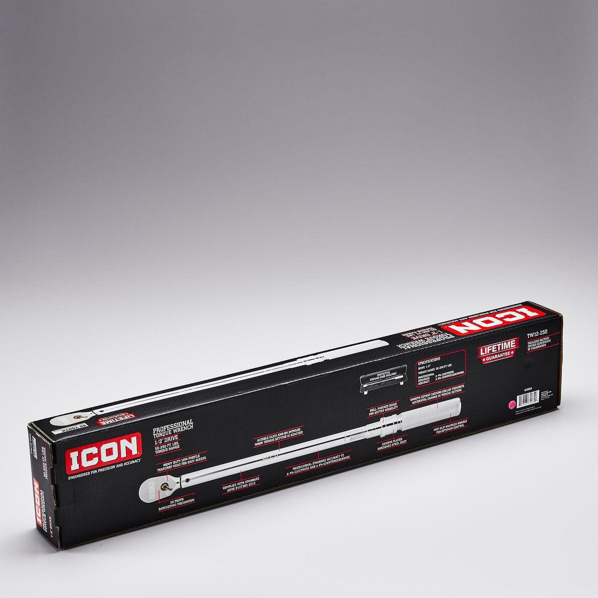 Llave dinamométrica de clic profesional Icon de 1/2 pulgadas, 50-250 lb-ft - 64064
