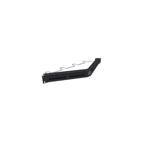 Commscope 24-PORT CAT6 IP5 PATCH PANEL, ANGLED 1U W/LBL HLDRS & STRAIN - UNPA-6-DM-1U-24