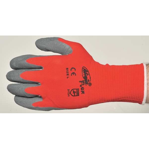 Guantes recubiertos de látex de seguridad de Mcr, cobertura en la palma, rojo/gris, XL, par - N9680XL