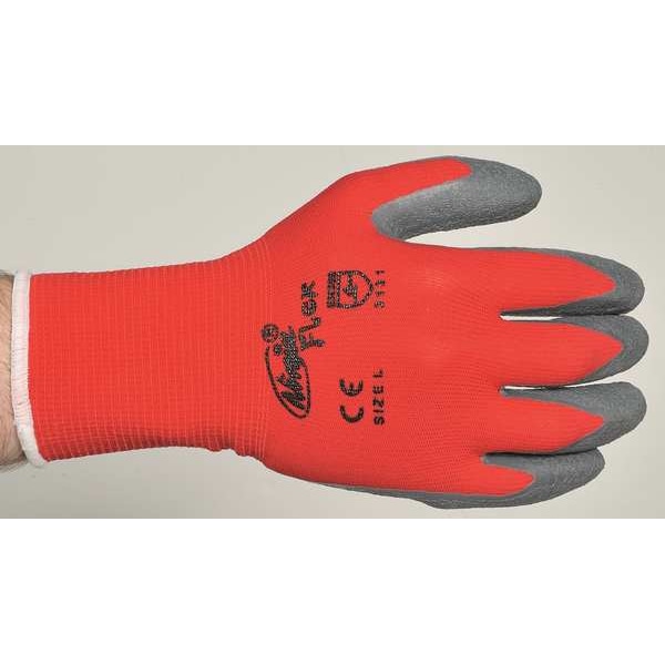 Guantes recubiertos de látex de seguridad de Mcr, cobertura en la palma, rojo/gris, XL, par - N9680XL