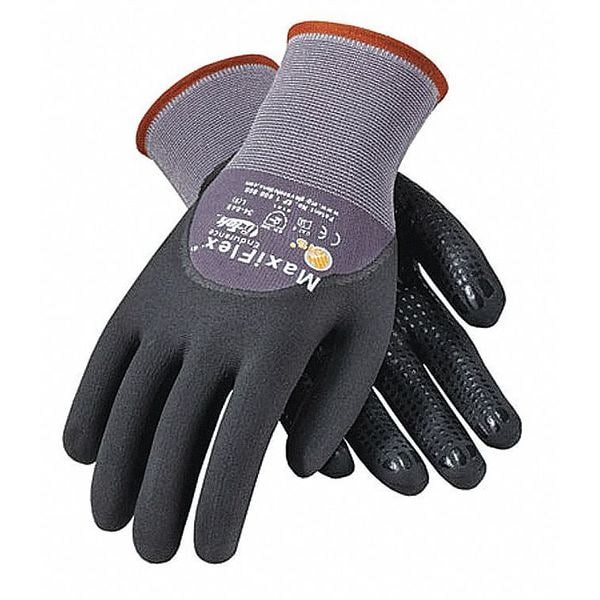 Guantes recubiertos de nitrilo con espuma Pip, cobertura de inmersión 3/4, negro/gris, tamaño grande, paquete de 1 - 34-845