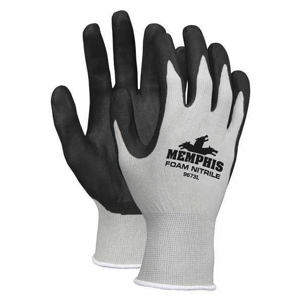 Guantes recubiertos de nitrilo espumado Mcr Safety, cobertura en la palma, color gris, talla chica, par - VP9673S