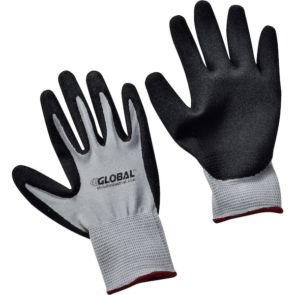 Guantes recubiertos de espuma de nitrilo Ultra-Grip Industrial Global, Gris/Negro, Talla Pequeña - 708345S