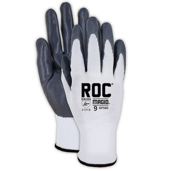 Guantes recubiertos de palma de nitrilo Magid ROC GP160, paquete de 12 - GP160-9