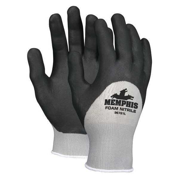 Guantes recubiertos de nitrilo con espuma de seguridad Mcr, cobertura de inmersión 3/4, gris, talla grande, par - VP96781L