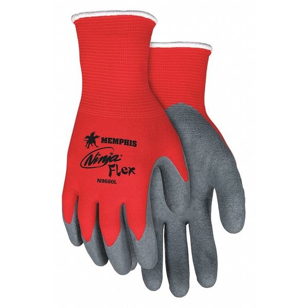 Guantes recubiertos de látex de Mcr Safety, cobertura en la palma, rojo/gris, M, par - VPN9680M