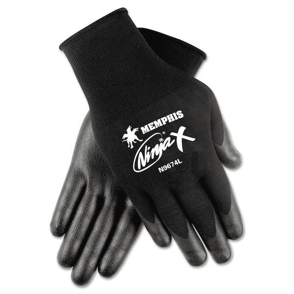 Mcr Safety Ninja x Guantes recubiertos con biopolímero, X-Grande, Negro, Par PR - N9674XL