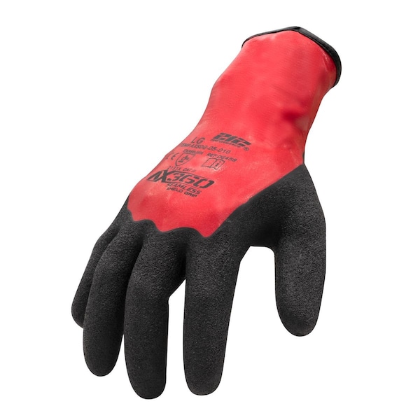 Guantes recubiertos con látex natural de alto rendimiento, cobertura de 3/4 en inmersión, rojo, tamaño grande, paquete de 12 - AXSDG-05-010
