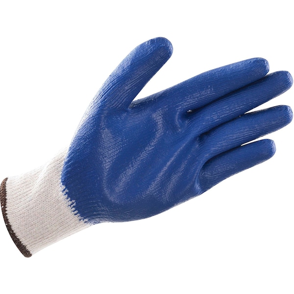 Guantes de trabajo de punto recubierto de látex industrial global, natural/azul, grande, 1 docena - 708355L