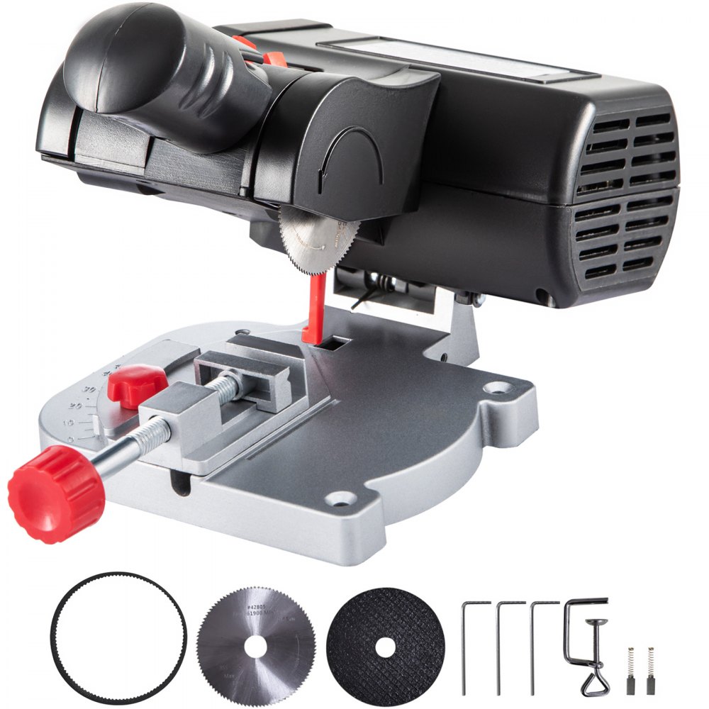 VEVOR Mini Miter Cut-off Chop Saw, Two 2-5/16" Blade of Steel and Resin with 1/2" Cutting Depth, 0~45° Benchtop Miter Saw for Copper, Aluminum, Wood, Zinc in Hobby Craft - MN7800RPM110VKJKSV1