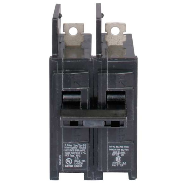 Siemens Miniature Circuit Breaker, BQH Series, 80A, 2 Pole, 120/240V AC, 22kA at 120/240V AC - BQ2B080H