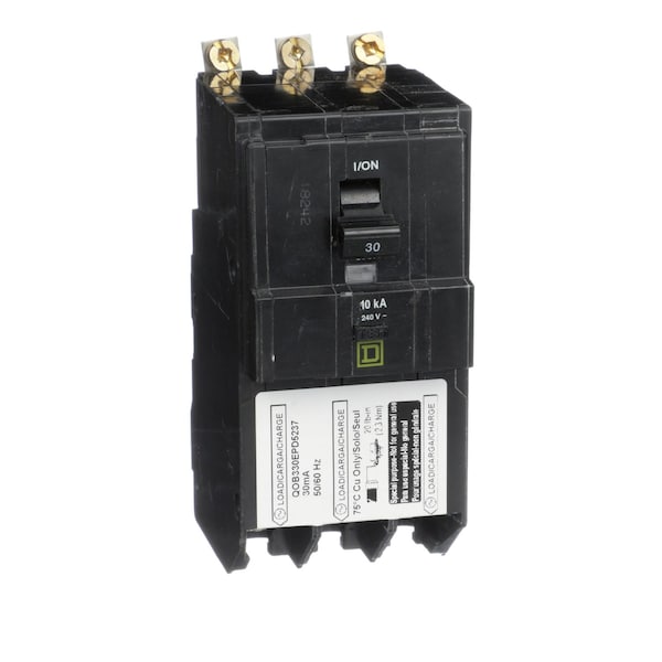 Square D Mini circuit breaker, QO, 30A, 3 pole, 240VAC, 10kA, bolt on, 30mA grd fault B, ring - QOB330EPD5237