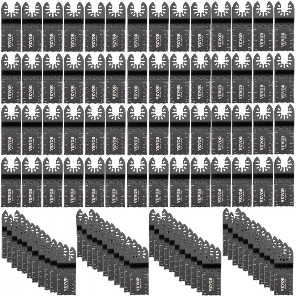 VEVOR 100PCS Oscillating Saw Blades, Quick Release Multitool Blades Kit, HCS Tool Blades for Wood Plastic Metal Nails Bolts, Compatible with Dewalt Dremel Fein Worx Bosch Makita Milwaukee - BDGJDPG100PCSS199V0