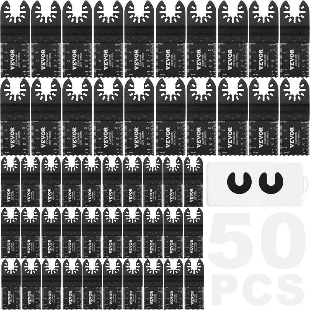 VEVOR 50PCS Oscillating Saw Blades, Universal Quick Release Oscillating Saw Blades, Multitool Tool Blades for Wood Plastic Aluminum, Fit Dewalt Bosch Milwaukee Hitachi Chicago Craftsman - BDGJDPQR50PCSVDUMV0