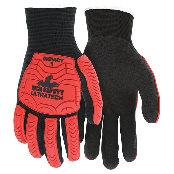 Guantes recubiertos de seguridad Mcr, L, Puño de punto, Paquete de 12 - UT1950L