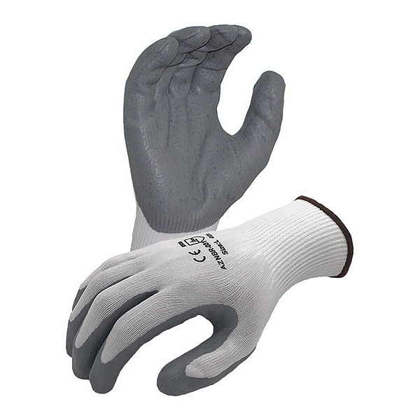 Guantes grises de nylon/Lycra de 15 ga de seguridad Azusa, recubrimiento de palma de nitrilo espumoso texturizado negro, XL - AZNBR001