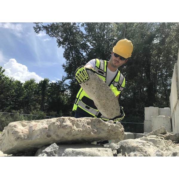 Guantes Radians Hi Vis para trabajo con palma acolchonada y TPR-L PR - RWG23L