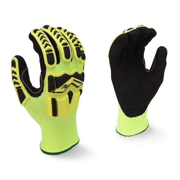 Guantes Radians Hi Vis para trabajo con palma acolchonada y TPR-L PR - RWG23L