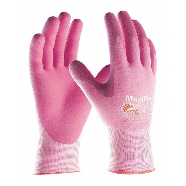 Guantes recubiertos de nitrilo con espuma Pip, cobertura en la palma, color rosa, XS, paquete de 12 - 34-8264/XS