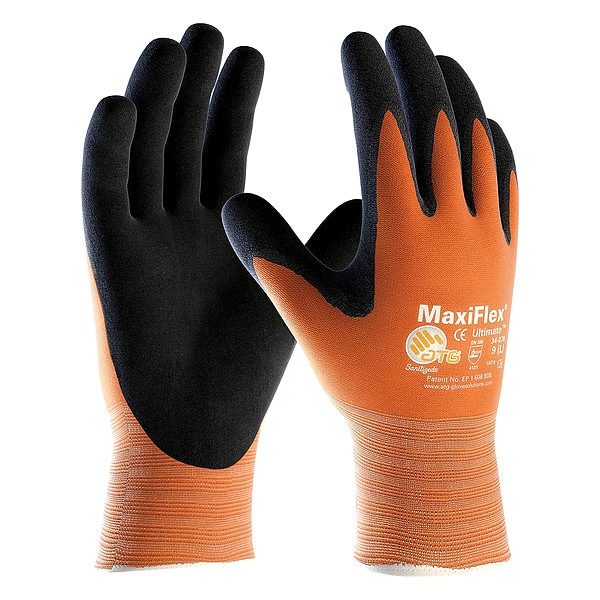 Guantes cubiertos con nitrilo de espuma Pip, alta visibilidad, cobertura en la palma, negro/naranja, XL, paquete de 12 - 34-8014/XL