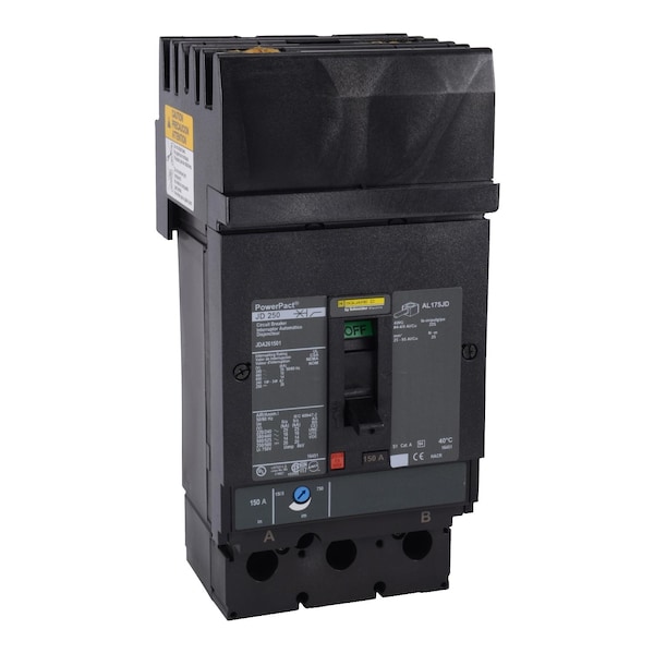 Square D Molded Case Circuit Breaker, JDA Series, 200A, 2 Pole, 600V AC, 25kA at 240V AC - JDA262001