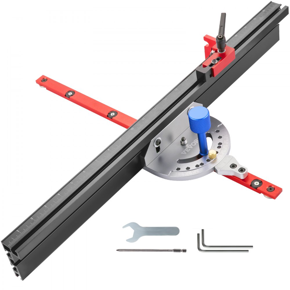 VEVOR Precision Miter Gauge, 18" Aluminum Table Saw Miter Gauge w/ 60 Degree Angled Ends for Max. Stock Support and a Repetitive Cut Flip Stop, Miter Saw Fence w/Laser Marking Scale - TJXQKSBD450MMG87ZV0