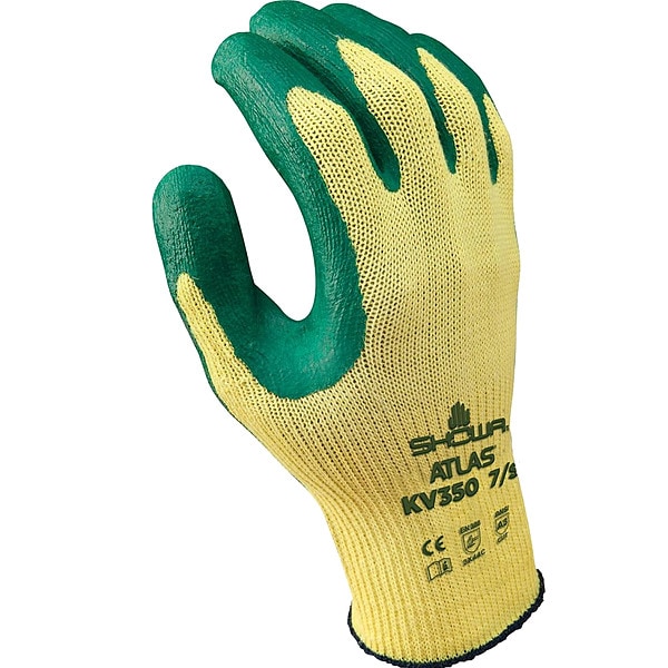Guantes recubiertos Showa Atlas VF, color Verde/Amarillo, Talla M, 50PP56, paquete de 12 pares - KV350M-08-V