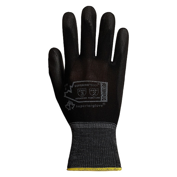 Guante Superior 13 ga de Nylon Negro con Palma de PU, Talla 9, Paquete de 9 - S13BKPUQ-9