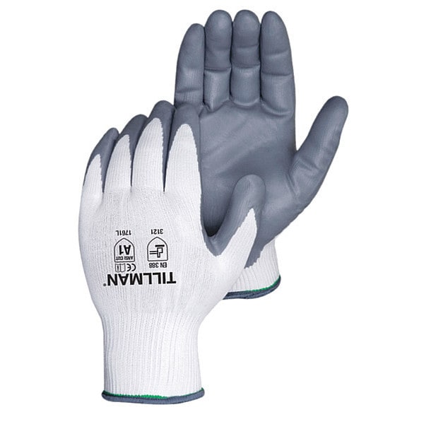 Guantes recubiertos de nitrilo Tillman, cobertura en la palma, blanco/gris, XL, pareja - 1761XL