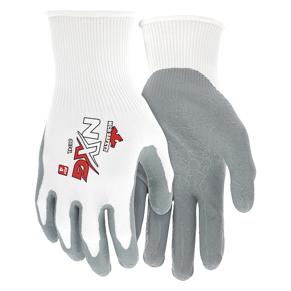 Guantes recubiertos de nitrilo Mcr Safety, cobertura en la palma, blanco/gris, S, PR - 9674S